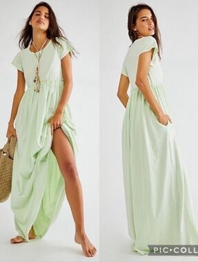 Free People Carissa Tee Maxi Dress Sea Foam Green